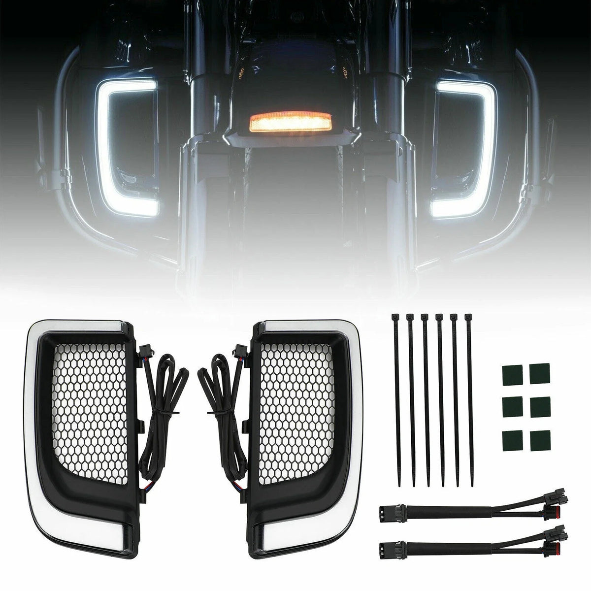 LED Lower Fairing Grills Lights by Tracer for Electra FLH/T Road Glide