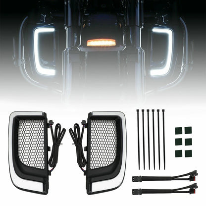 LED Lower Fairing Grills Lights by Tracer for Electra FLH/T Road Glide