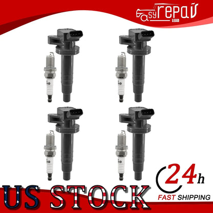 4-Pack Ignition Coils with Spark Plugs for Toyota Corolla Matrix MR2 2000-2008