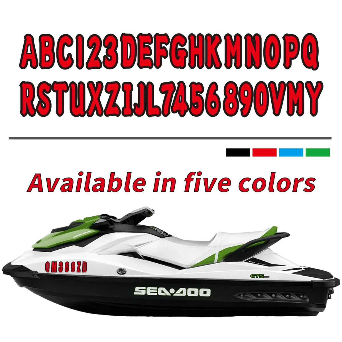 4-Piece Hull ID Registration Decal Set for Water Craft Jet Ski PWC