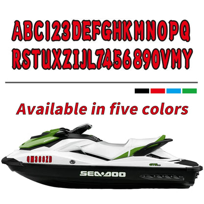 4-Piece Hull ID Registration Decal Set for Water Craft Jet Ski PWC