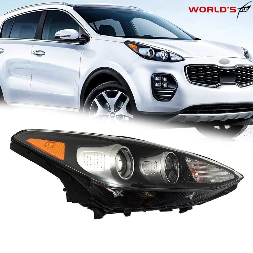 Right Side Headlight Assembly for Kia Sportage (2017–2019) Halogen with LED DRL