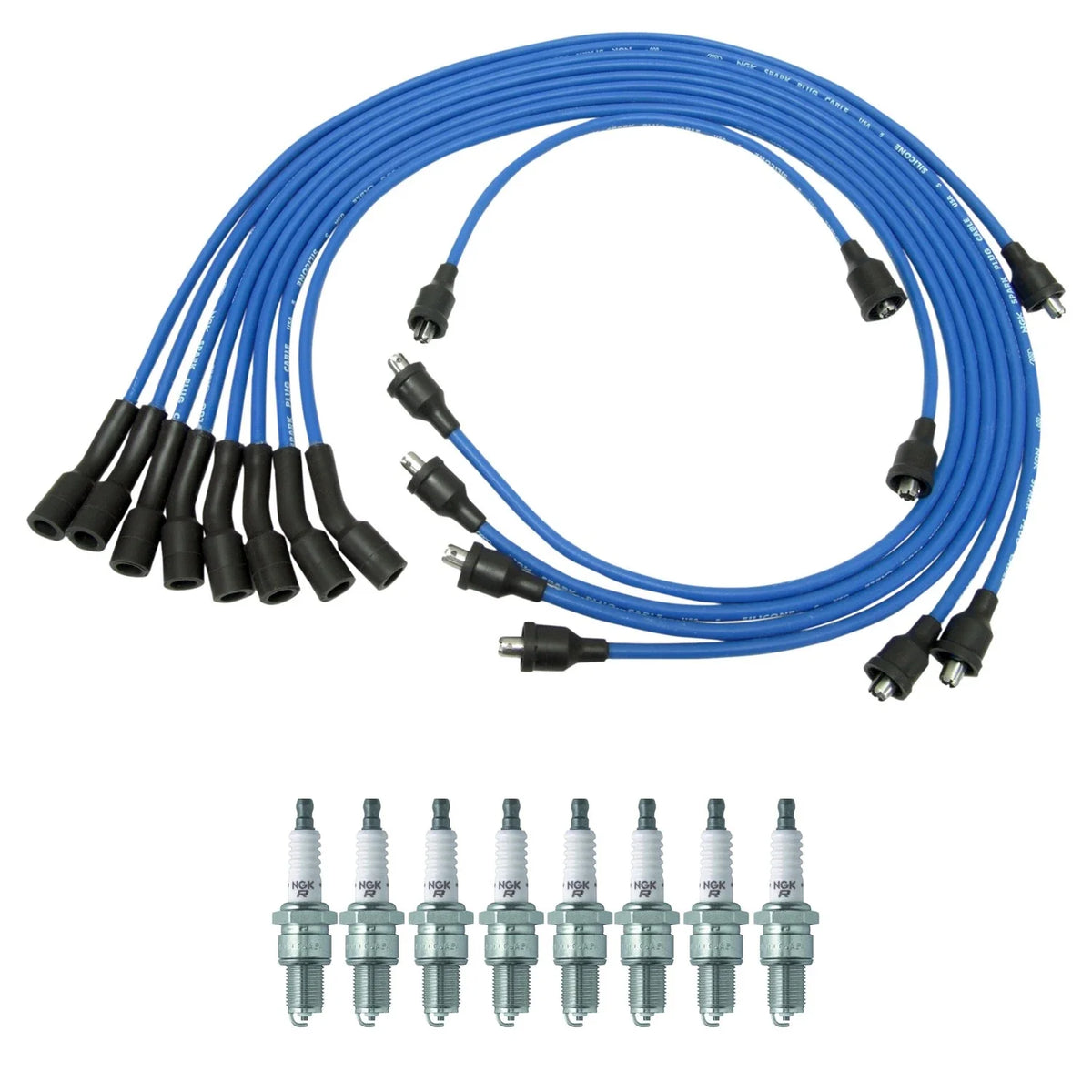NGK Wire Set & 8 V-Power Spark Plugs for Biscayne Chevelle K20 V8 (1964–1972)