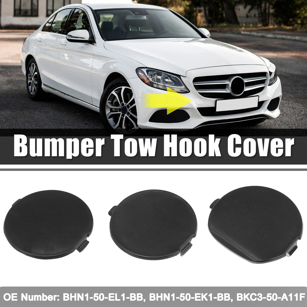 3pcs Tow Eye Hook Cover Cap for Mazda 3 (2014–2016) Black