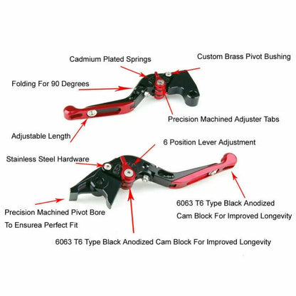 Silver Adjustable Brake and Clutch Levers for Suzuki B-King (2008-2011)