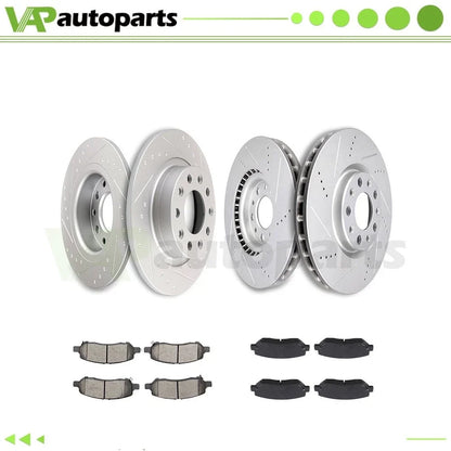 Set of 4 Ceramic Brake Pads and Drilled Rotors for Dodge Dart (2013–2016)