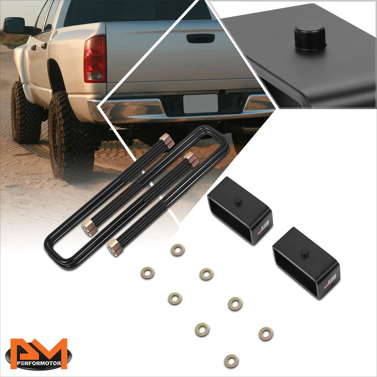 Leaf Spring Lift Blocks Set of 2 for 1994-2008 Dodge Ram 1500