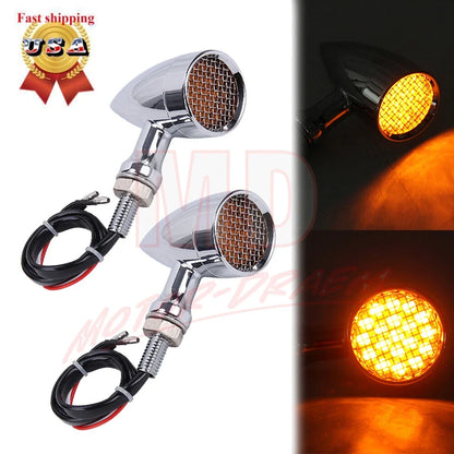 Motorcycle Turn Signal Indicators - 2X LED Chrome (12V)