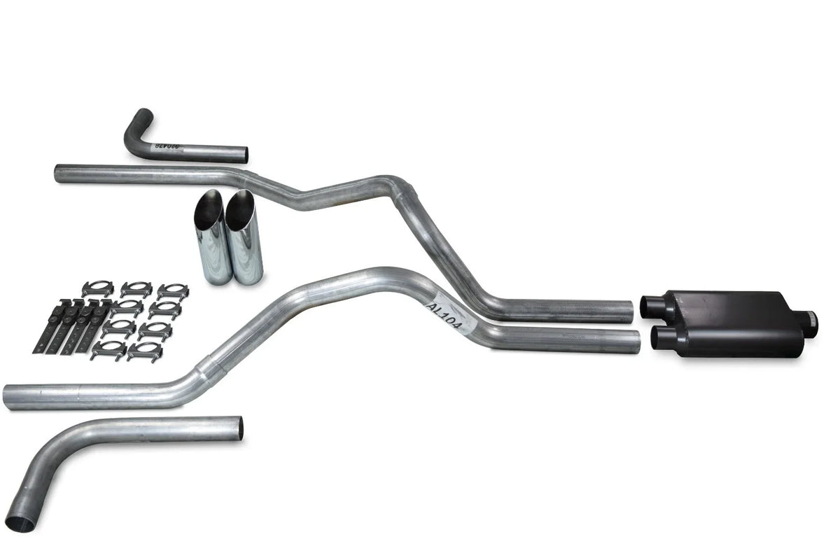 2 Chamber Dual Exhaust Kit for 2004–2014 Ford F-150, 2.5" Slash Tips