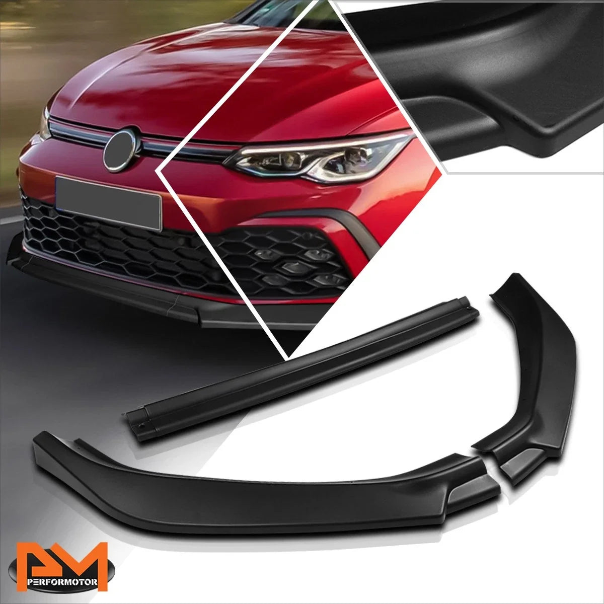 Matte Black Front Bumper Splitter Lip for VW Golf MK7.5 (2018-2021)