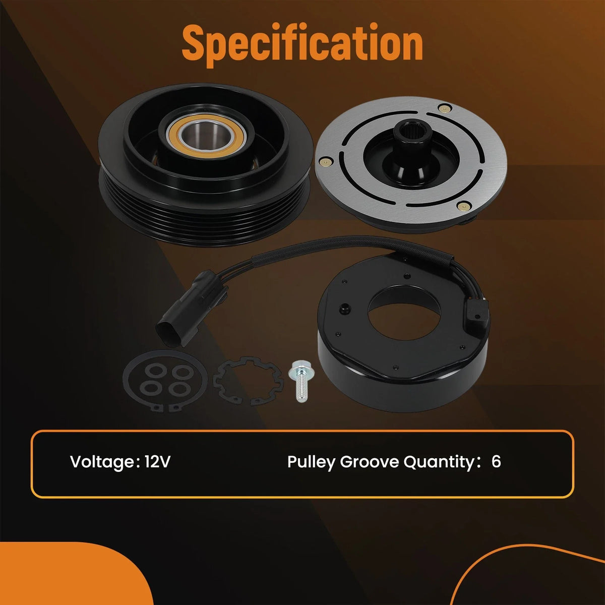 6 Groove AC Compressor Clutch Kit for Chrysler Town & Country (2001–2007)