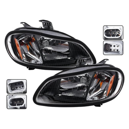 Pair of Headlight Assemblies w/ Bulbs for Freightliner M2 2002-2018
