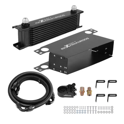 10 Row Transmission Oil Cooler Kit AN10 with Braided Hose