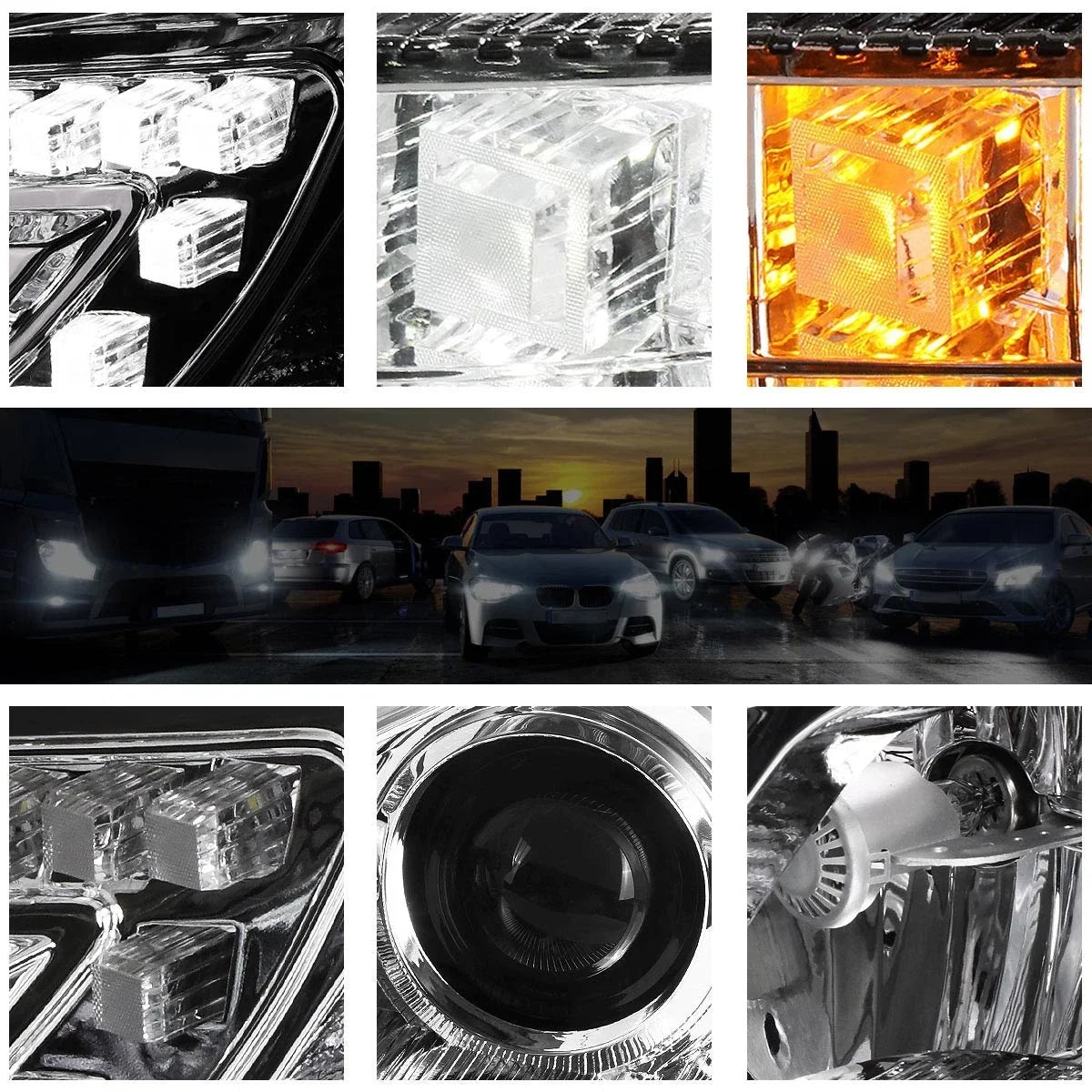 3D LED DRL Projector Headlight for Mercedes C-Class (2012-2015) Chrome Housing
