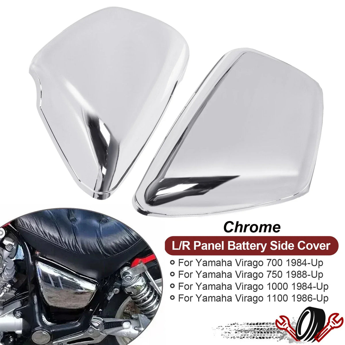 Chrome Battery Side Cover Panels for Yamaha XV Virago (1984–2000)