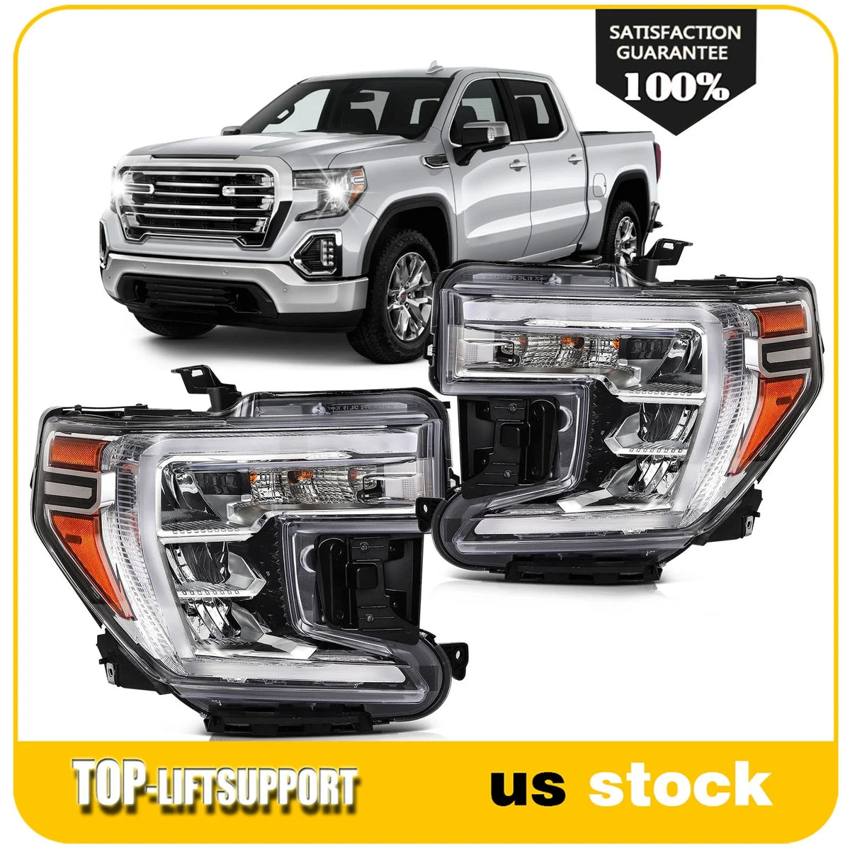 LED Headlight Set for GMC Sierra 1500 (2019–2021) Left + Right