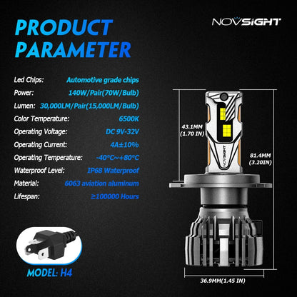 9003 H4 HB2 LED Headlight Bulbs (2X) for Toyota Hilux N70