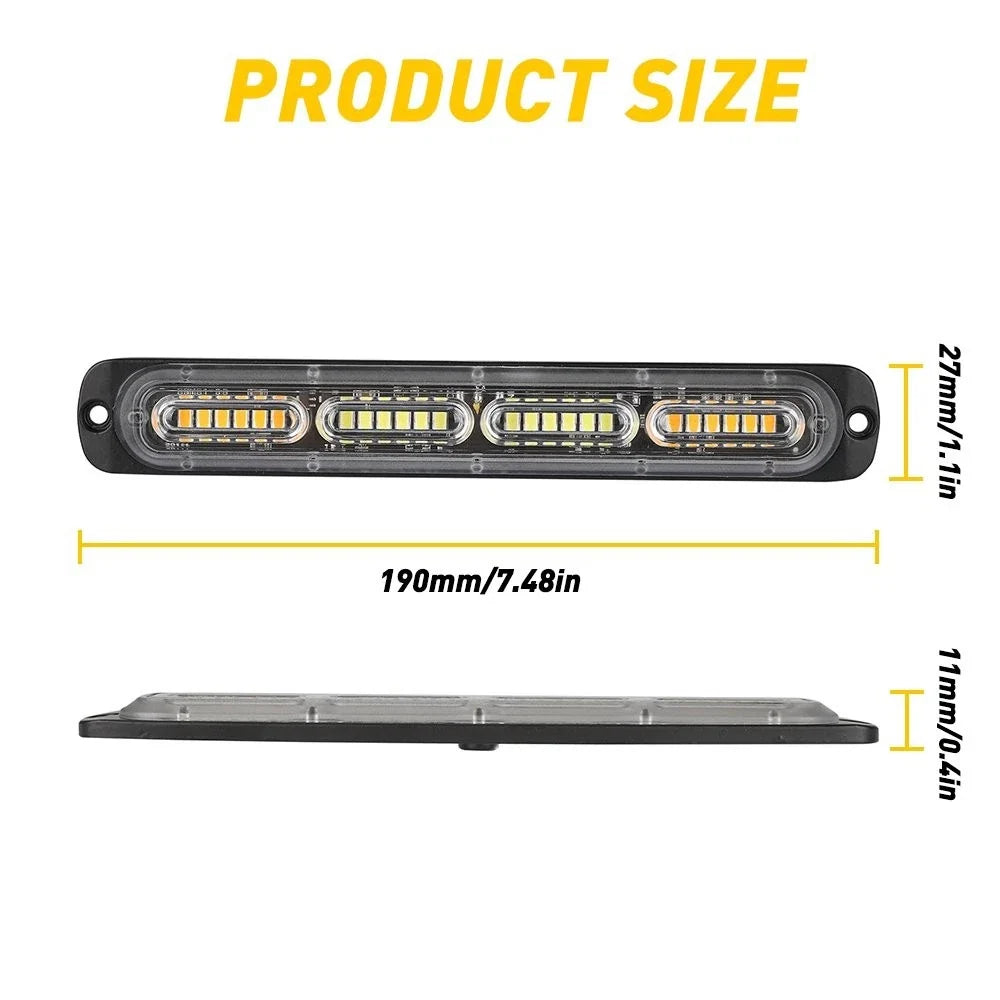 4X Warning Light Strobe Kit - Amber/White LED for Car Truck (V)