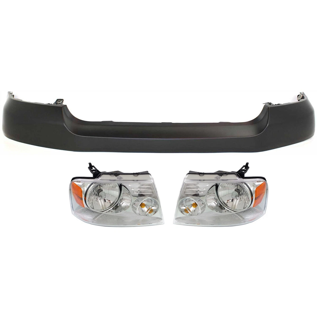 Bumper Cover Kit 3pc for Ford F-150 (2006–2008) with Headlight CAPA