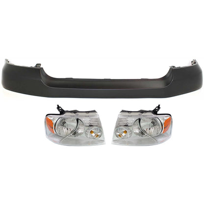 Bumper Cover Kit 3pc for Ford F-150 (2006–2008) with Headlight CAPA