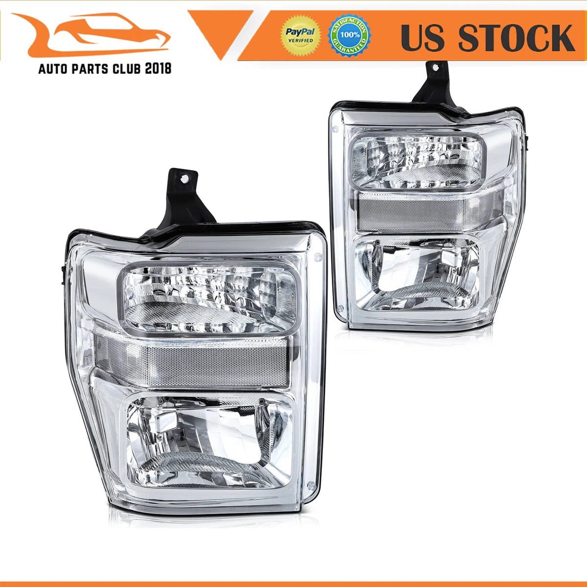 Set of 2 Headlight Assemblies for Ford F-250 F-350 F-450 F-550 (2008–2010)