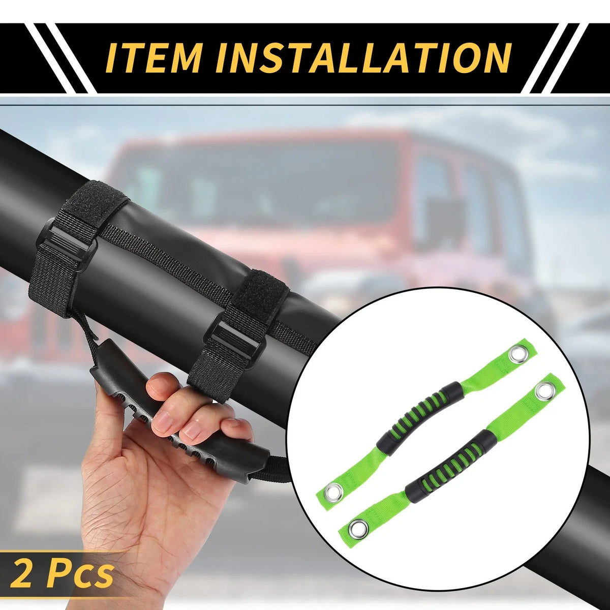 2X Roll Bar Grab Handles for Jeep Wrangler (2007–2023) - Green