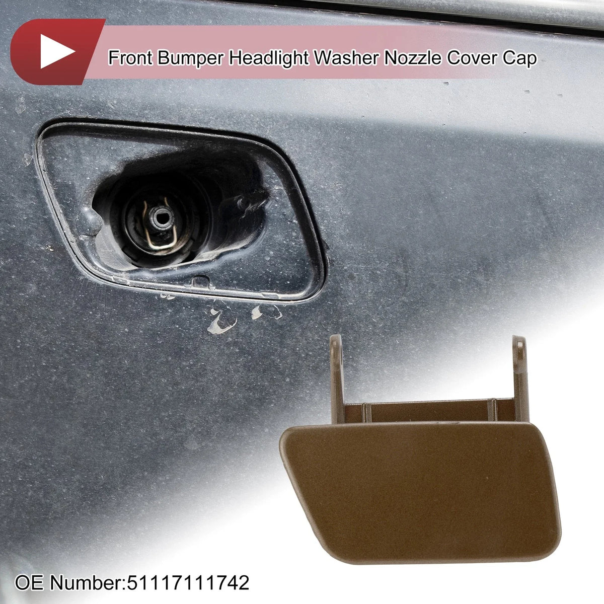 Bumper Headlight Washer Nozzle Cover Cap No. 51117111742 for BMW 525i (2004–2005)