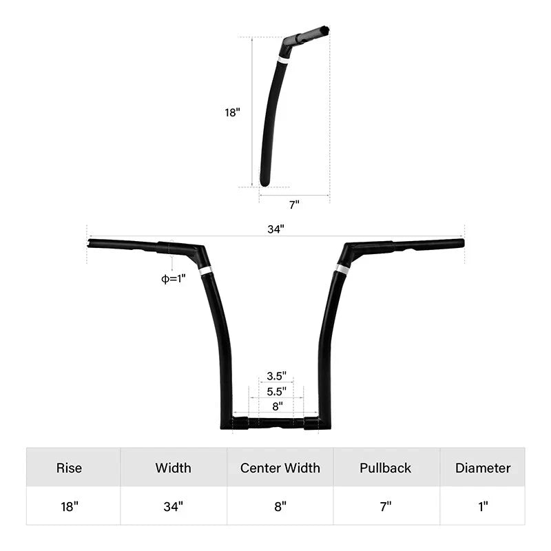 1-1/4" Adjustable Handlebar for Harley Dyna (Compatible with 8"-18")