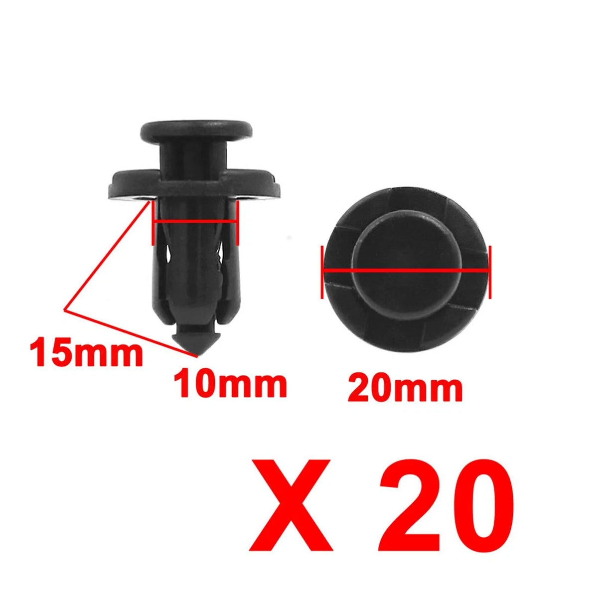 20pcs Plastic Rivets Fastener Clips for Honda Nissan (0.4" Hole)