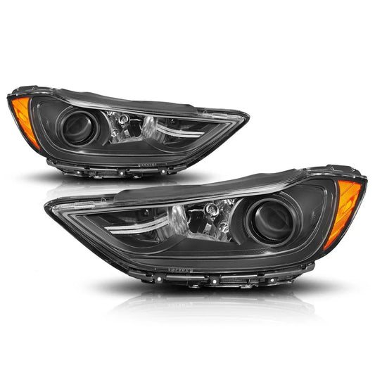 Projector Headlights for Hyundai Elantra (2017–2018) Black Housing Amber Corner