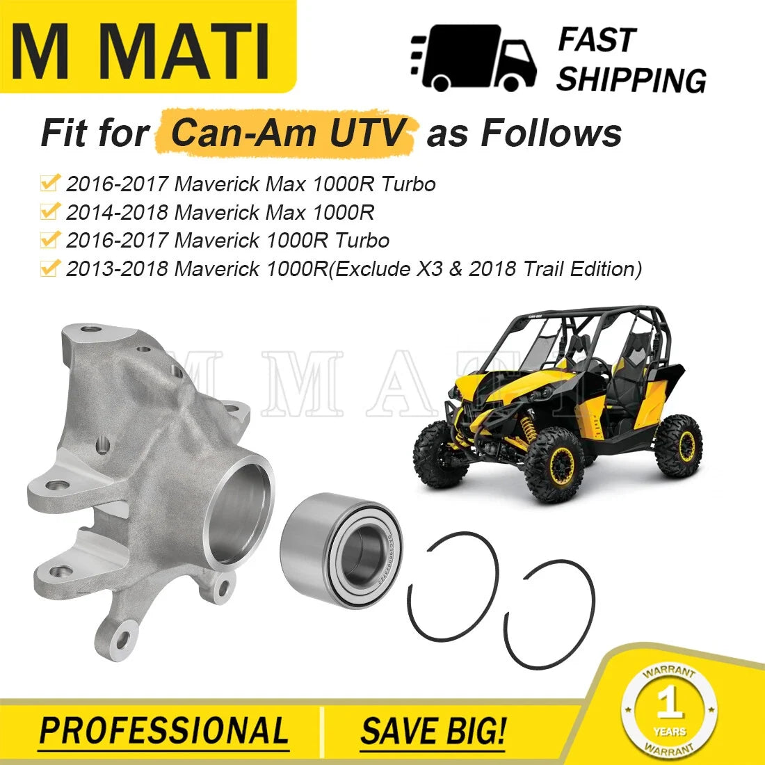 Rear Left Knuckle Assembly w/Bearing for Can-Am Maverick 1000R (2013-2018)