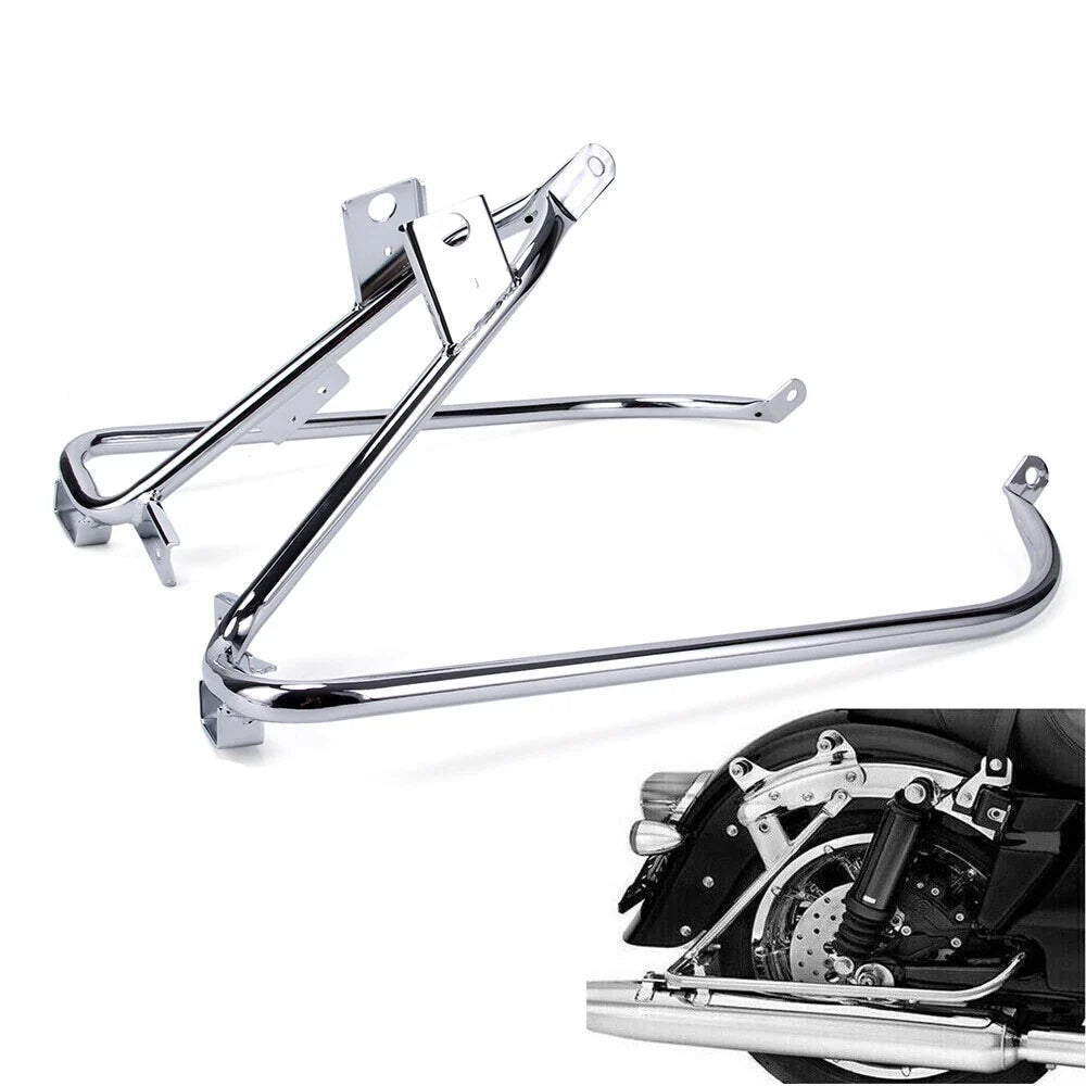 Chrome Saddlebag Support Brackets for Harley Road King Road Glide (2009–2013)