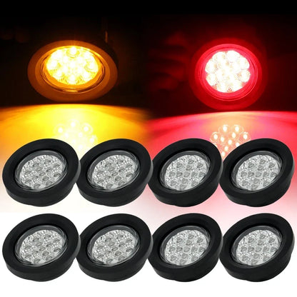 Side Marker Lights 2.5" - 8X Red + Amber 13 LED Set for Trailer