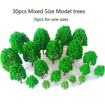 30pcs Mixed Size Model Trees for Train Railway Scenery Layout
