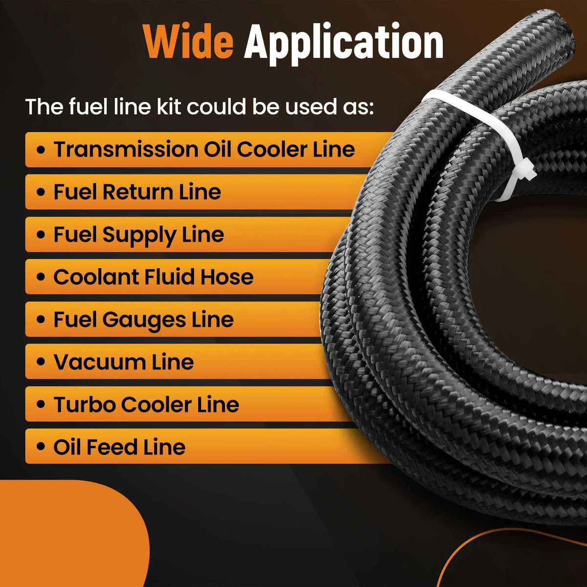 Rubber Nylon Braided Fuel Hose 16AN 90° for Toyota Hilux N70