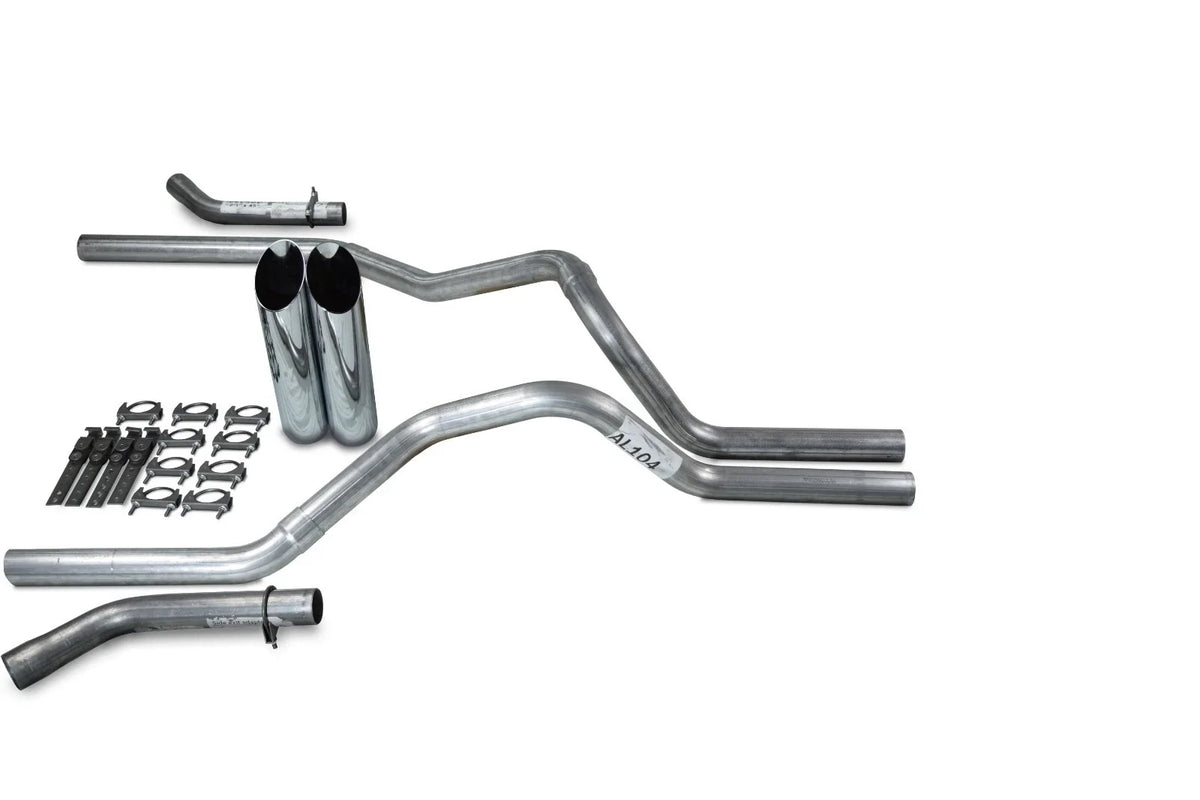 2.5" Dual Exhaust Kit for Chevy GMC 1500 (2007–2014) - Slash Tips, Corner Exit