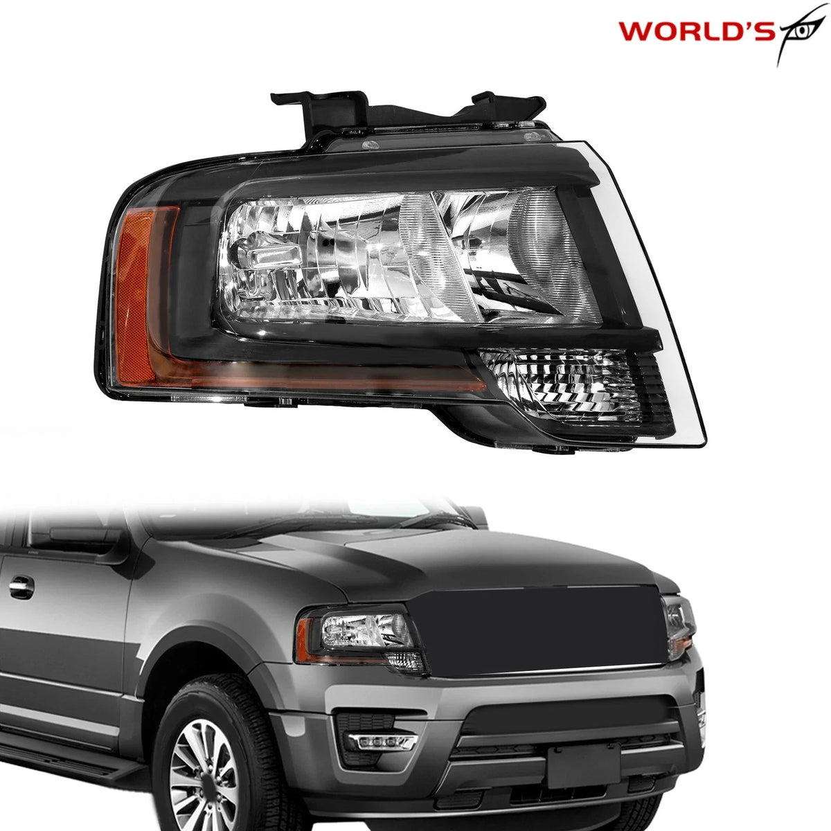 Halogen Headlight for Ford Expedition (2015–2017) Black Right Side