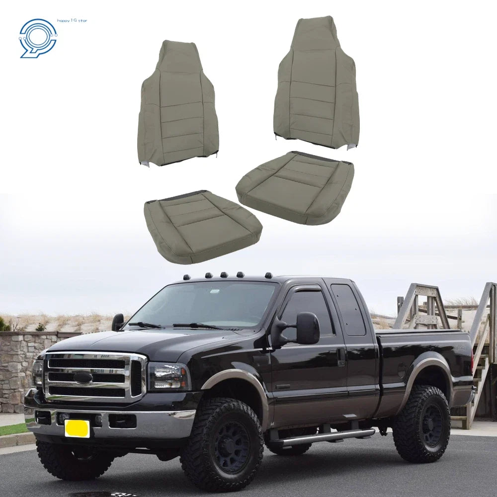 Set of 2 Leather Seat Covers for Ford F250 F350 F450 (2002–2007) Gray