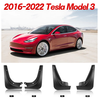 Set of 4 Mud Flaps Splash Guards for Tesla Model 3 (2016–2024)