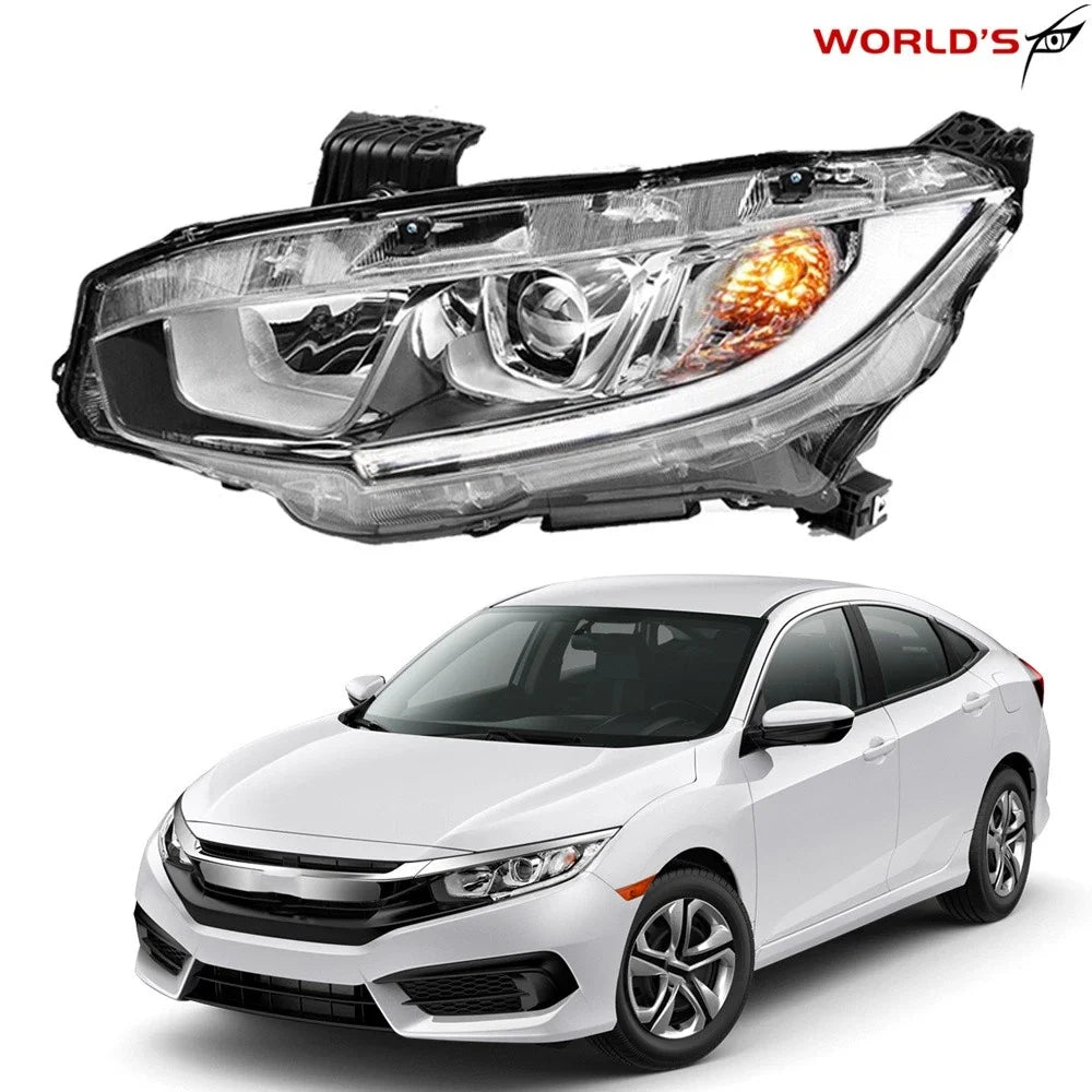 Halogen Headlight for Honda Civic (2016–2018) Chrome Driver Left