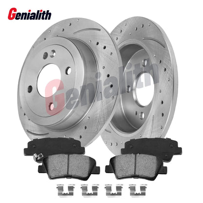 Rear Drilled & Slotted Rotors with Ceramic Pads for Accent 2012-2017