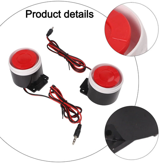 Set of 2 Wired Siren Alarms 120dB for Indoor Security (12V)