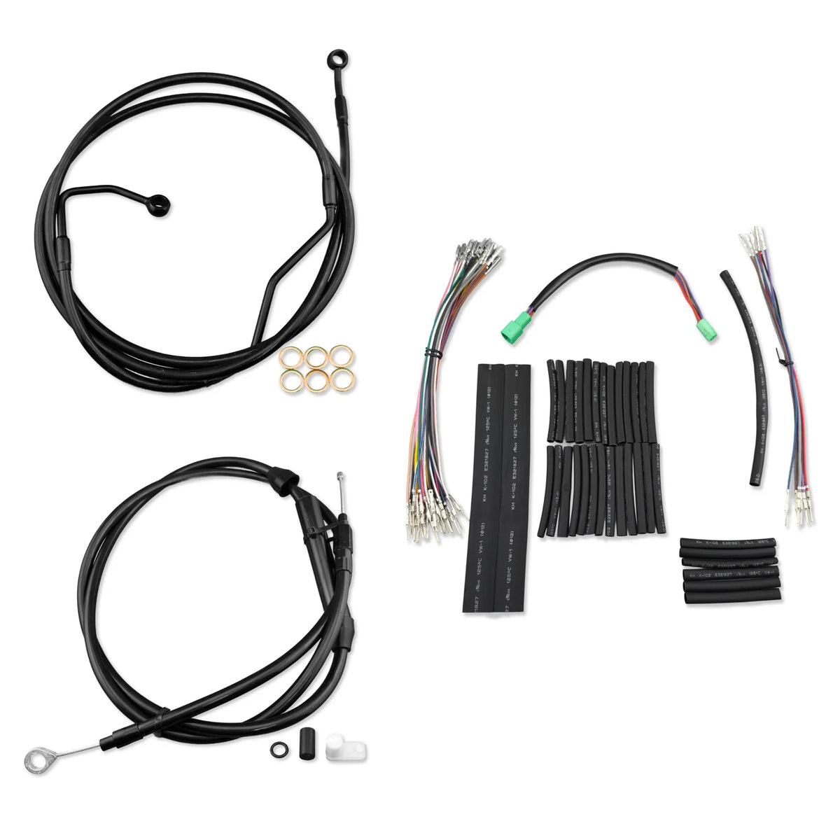 Black 14" Brake Line and Cable Kit for Harley Touring (2008-2013)