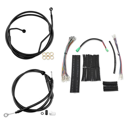 Black 14" Brake Line and Cable Kit for Harley Touring (2008-2013)