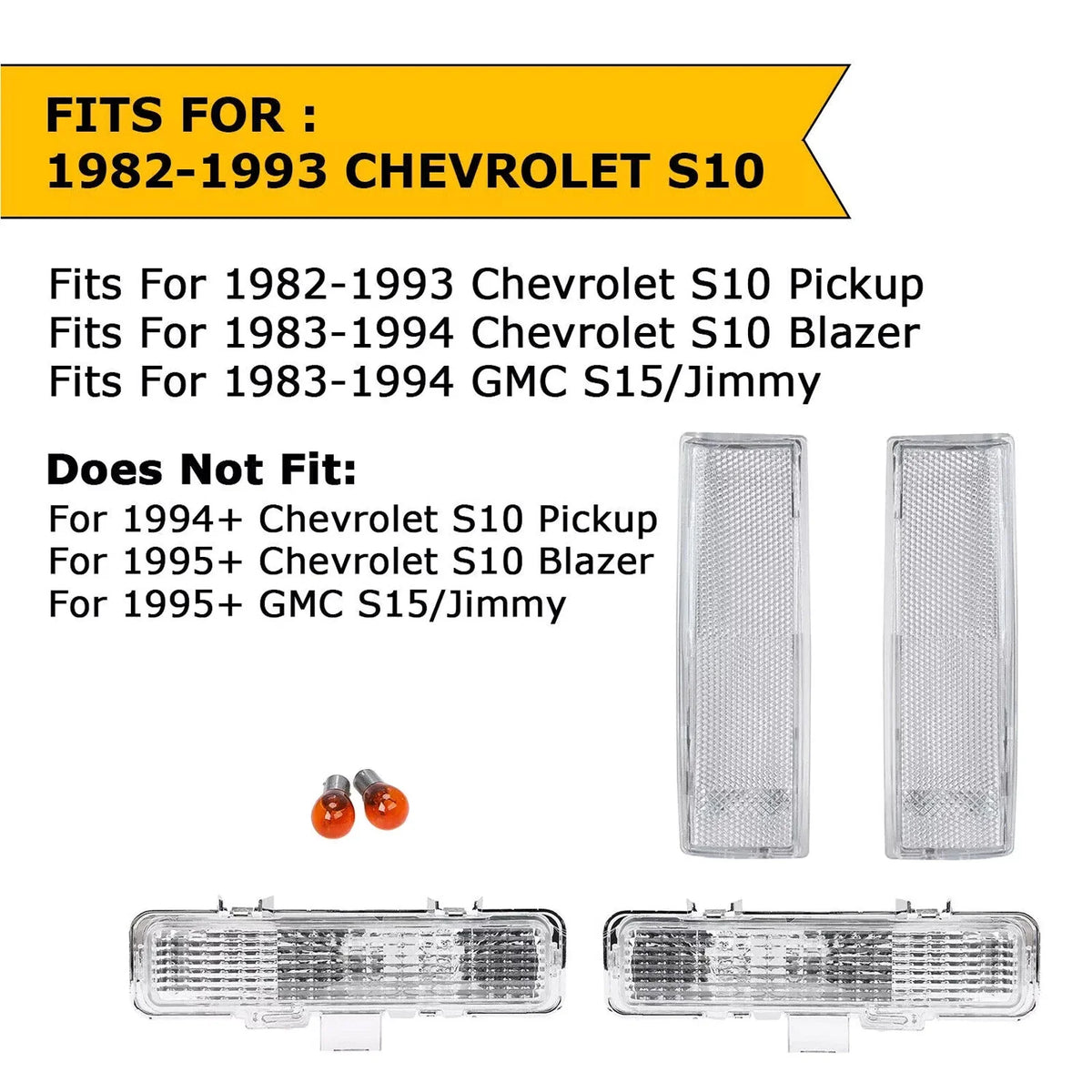 Front Corner Bumper Signal Lights for Chevy Blazer S10 (1982–1994)