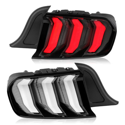 Sequential Tube Tail Lights LED Clear for Ford Mustang 2015-2023