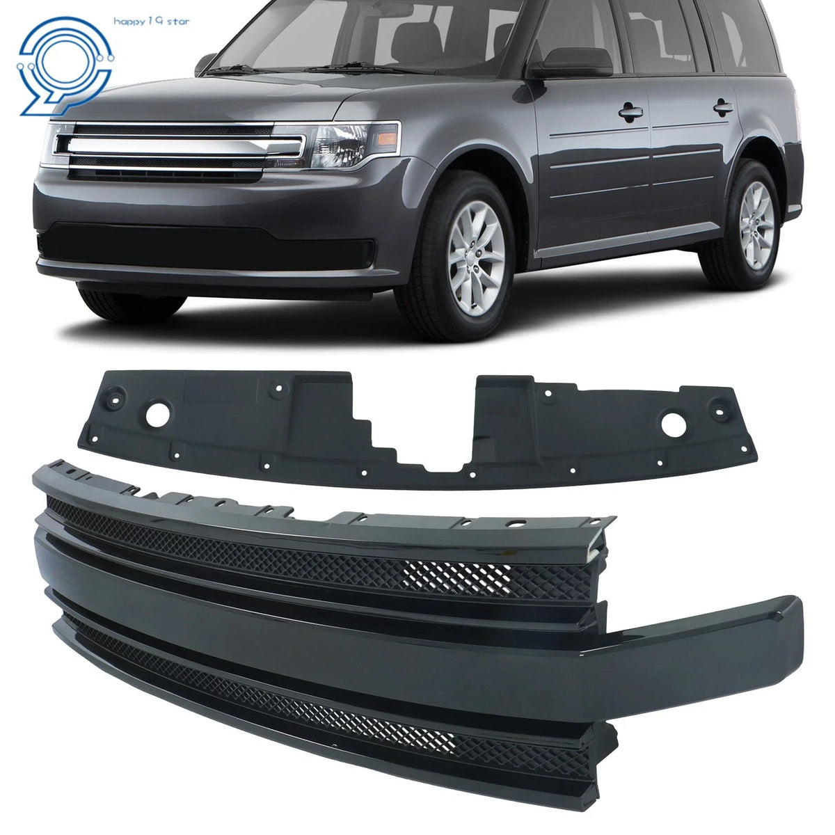 Front Upper Grille in Gloss Black for Ford Flex (2013-2019)