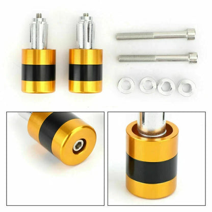 Motorcycle Handle Bar Ends - Gold (Set of 2, 7/8" 22mm) T9