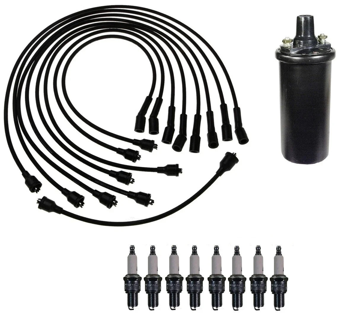 Ignition Wires & Spark Plugs Kit for Chevy Biscayne Caprice Nova (1965–1980)