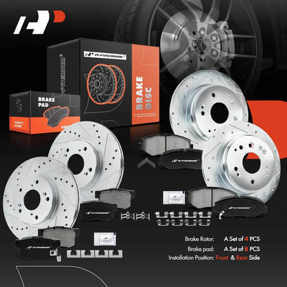 Drilled Rotors with Ceramic Brake Pads for Honda Element 2003-2011